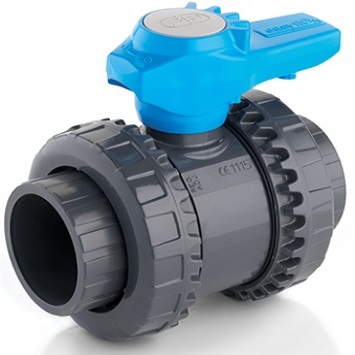 VÁLVULA BOLA PVC CEDULA 80 DOBLE TUERCA CEM 1-1/2 PULGADA