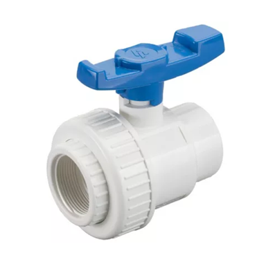 VÁLVULA BOLA PVC CEDULA 40 TUERCA UNIÓN RH 1-1/2 PULGADAS