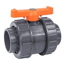 VÁLVULA BOLA PVC DOBLE TUERCA GRIS D11/2PULG(38MM)