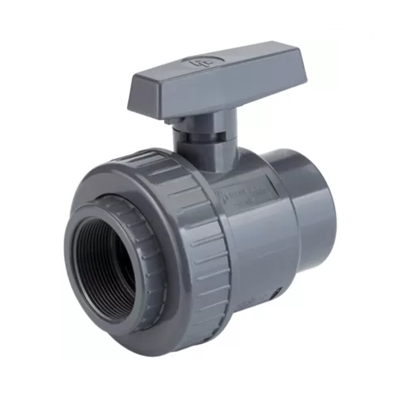VÁLVULA BOLA PVC CEDULA 80 TUERCA UNIÓN RH 1/2 PULGADA